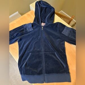 Juicy Couture Velour Bling Hoodie Navy Blue Size Large
